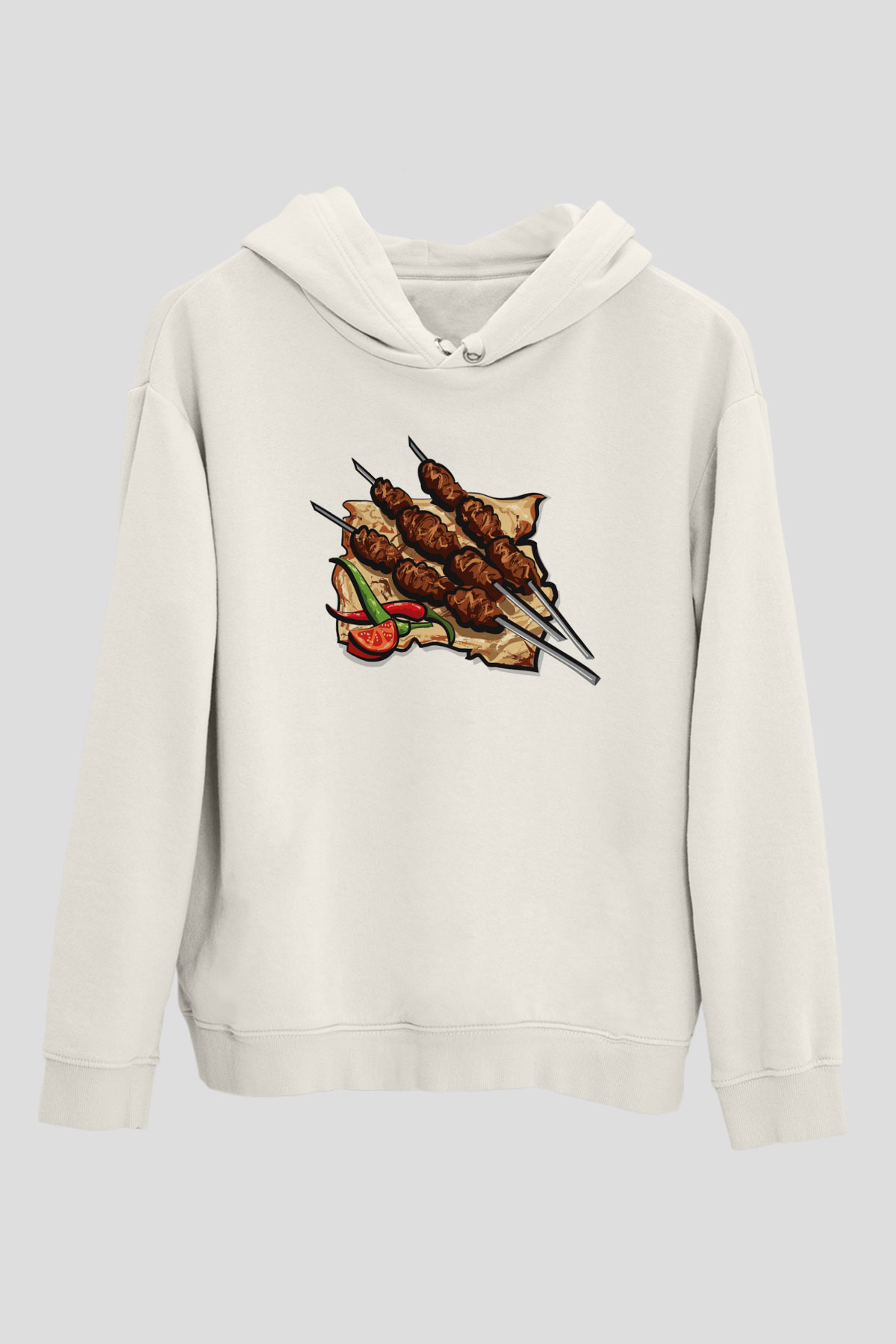 Kebapçı Beyaz Unisex Hoodie
