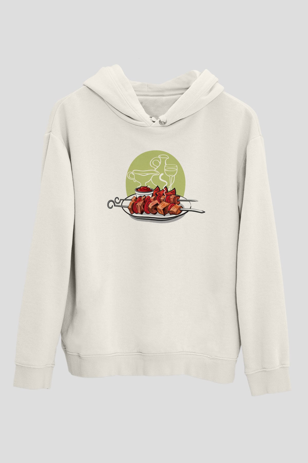 Kebapçı Beyaz Unisex Hoodie