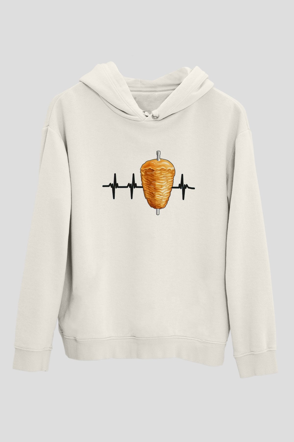 Kebapçı Beyaz Unisex Kapüşonlu Sweatshirt