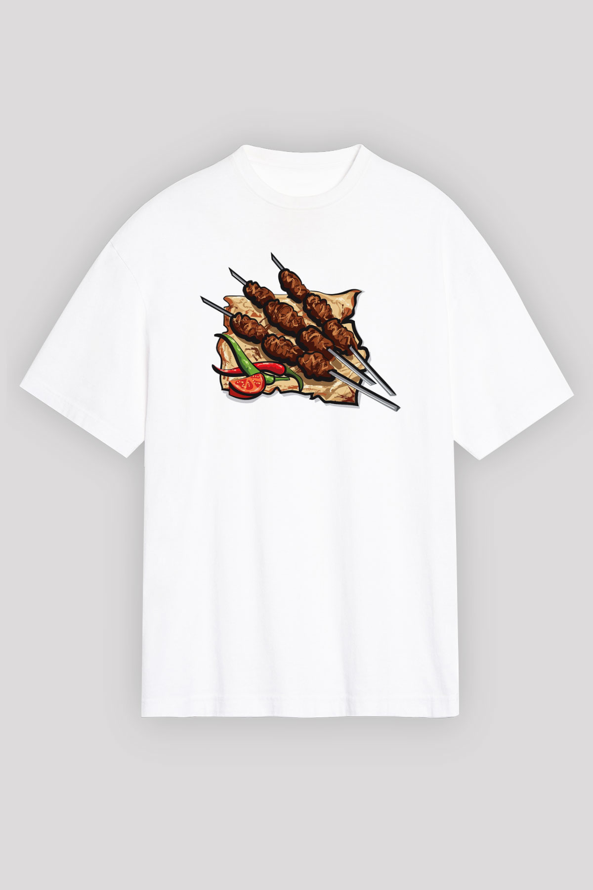 Kebapçı Beyaz Unisex Oversize Tişört T-Shirt