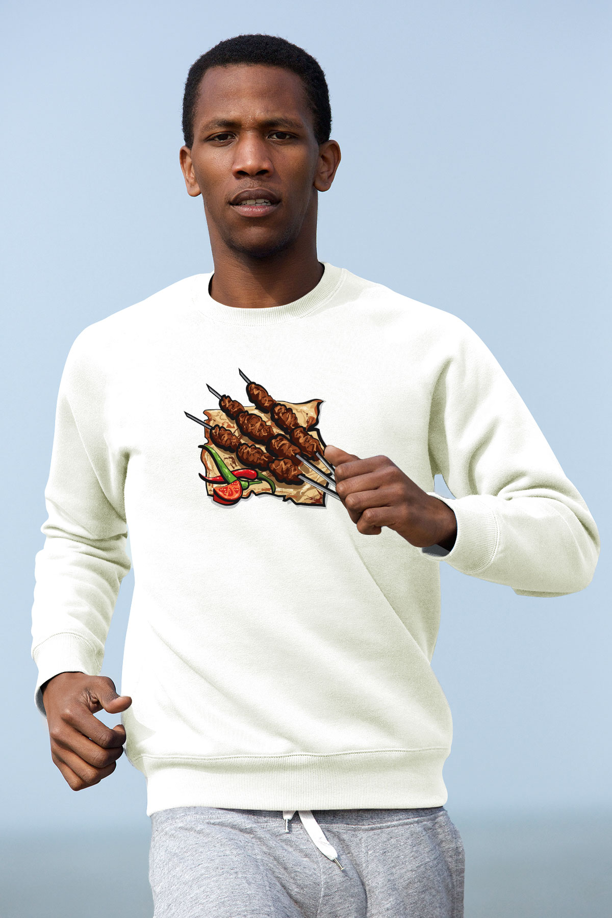 Kebapçı Beyaz Unisex Sweatshirt