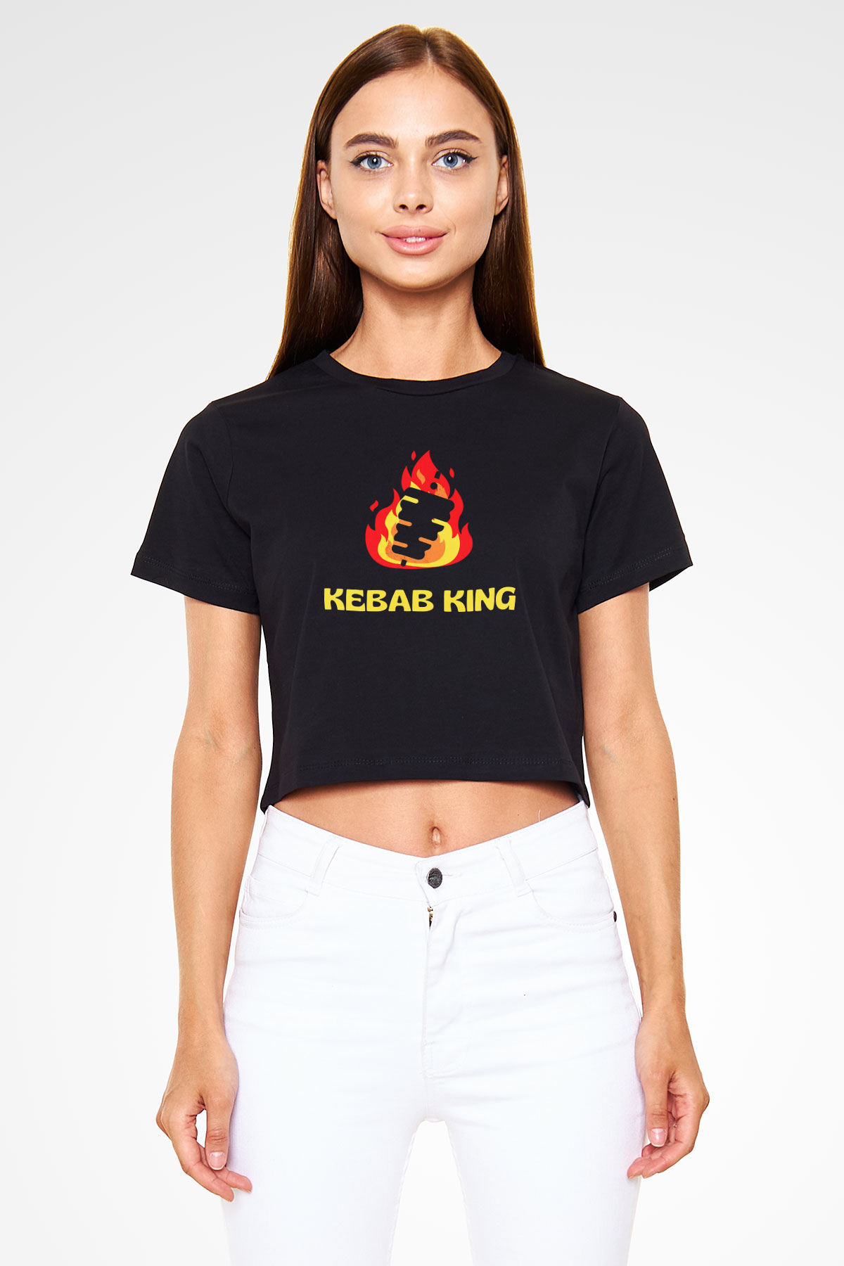 Kebapçı Siyah  Crop Top Tişört