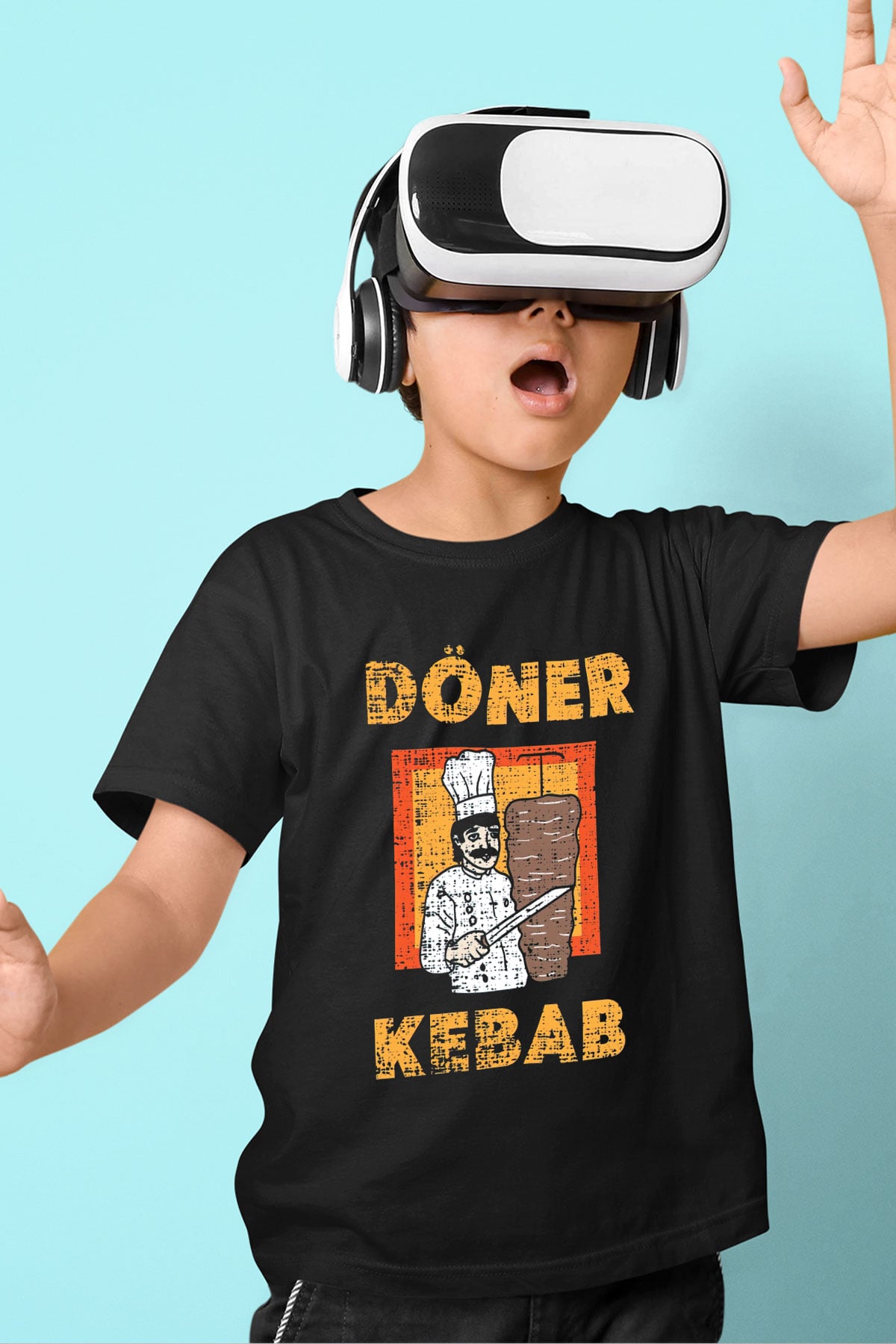 Kebapçı Siyah Unisex Çocuk Tişört