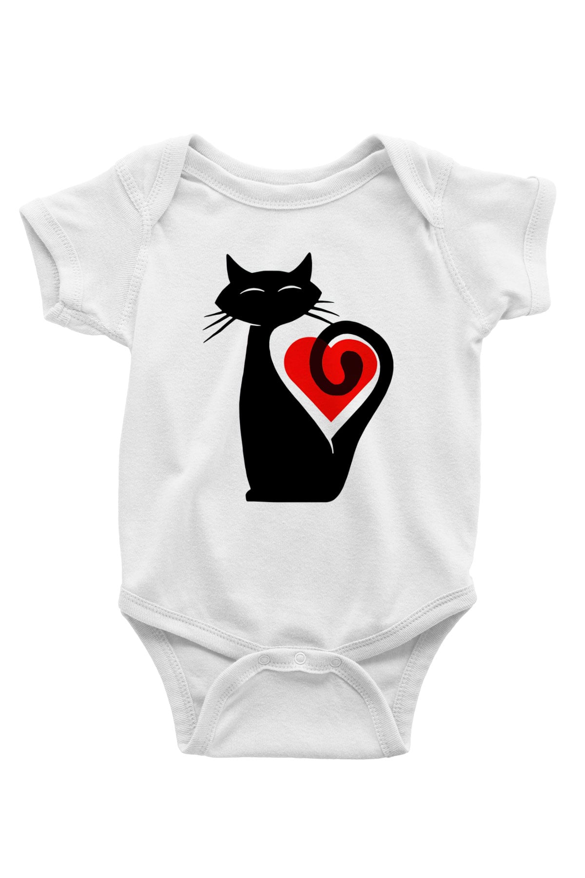 Kedi Baskılı Beyaz Unisex Bebek Body - Zıbın