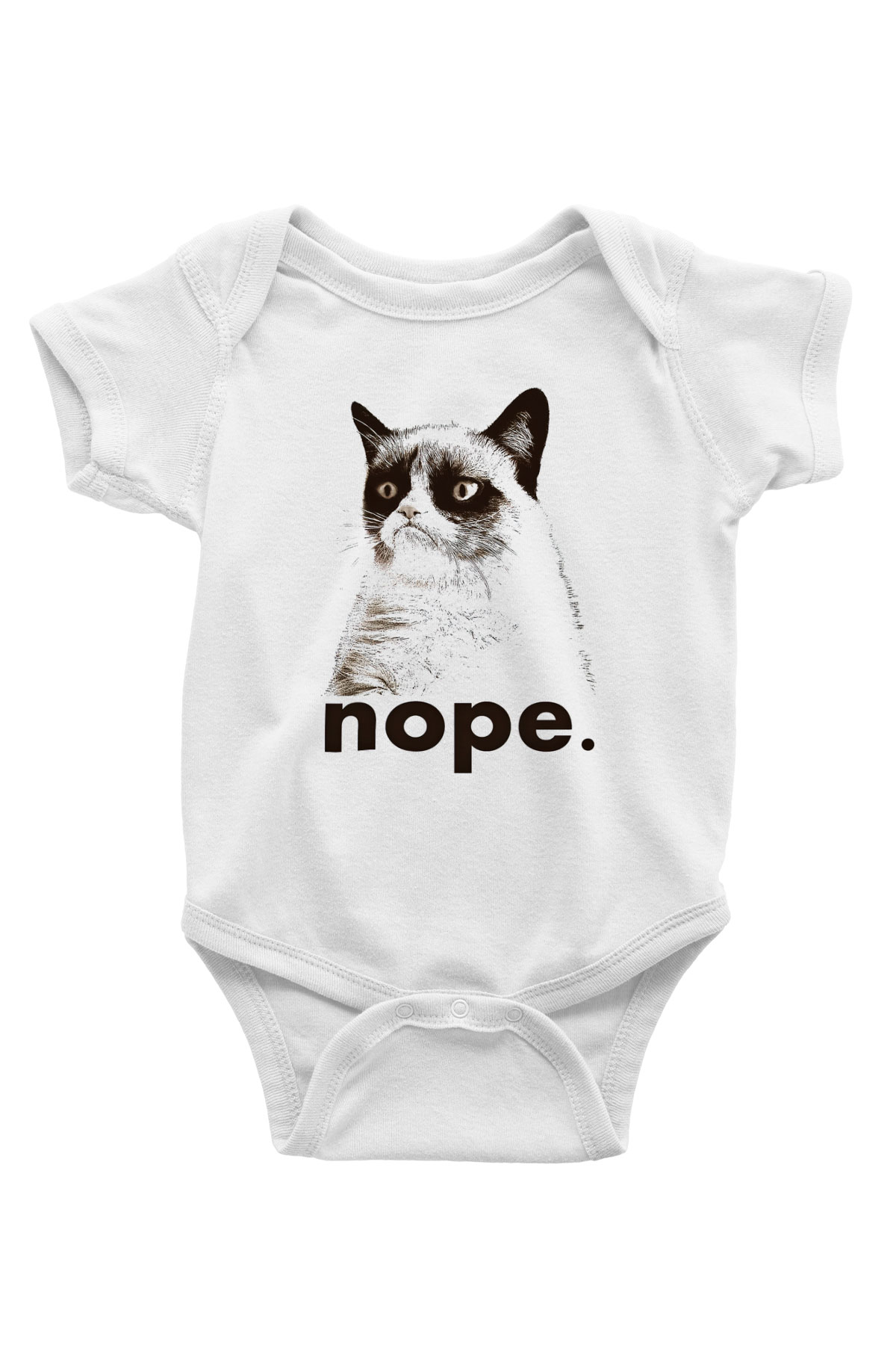 Kedi Baskılı Beyaz Unisex Bebek Body - Zıbın