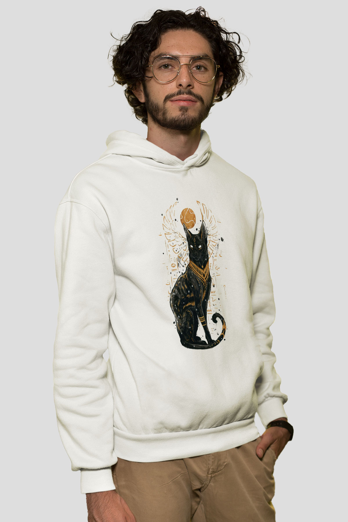 Kedi Beyaz Unisex Hoodie