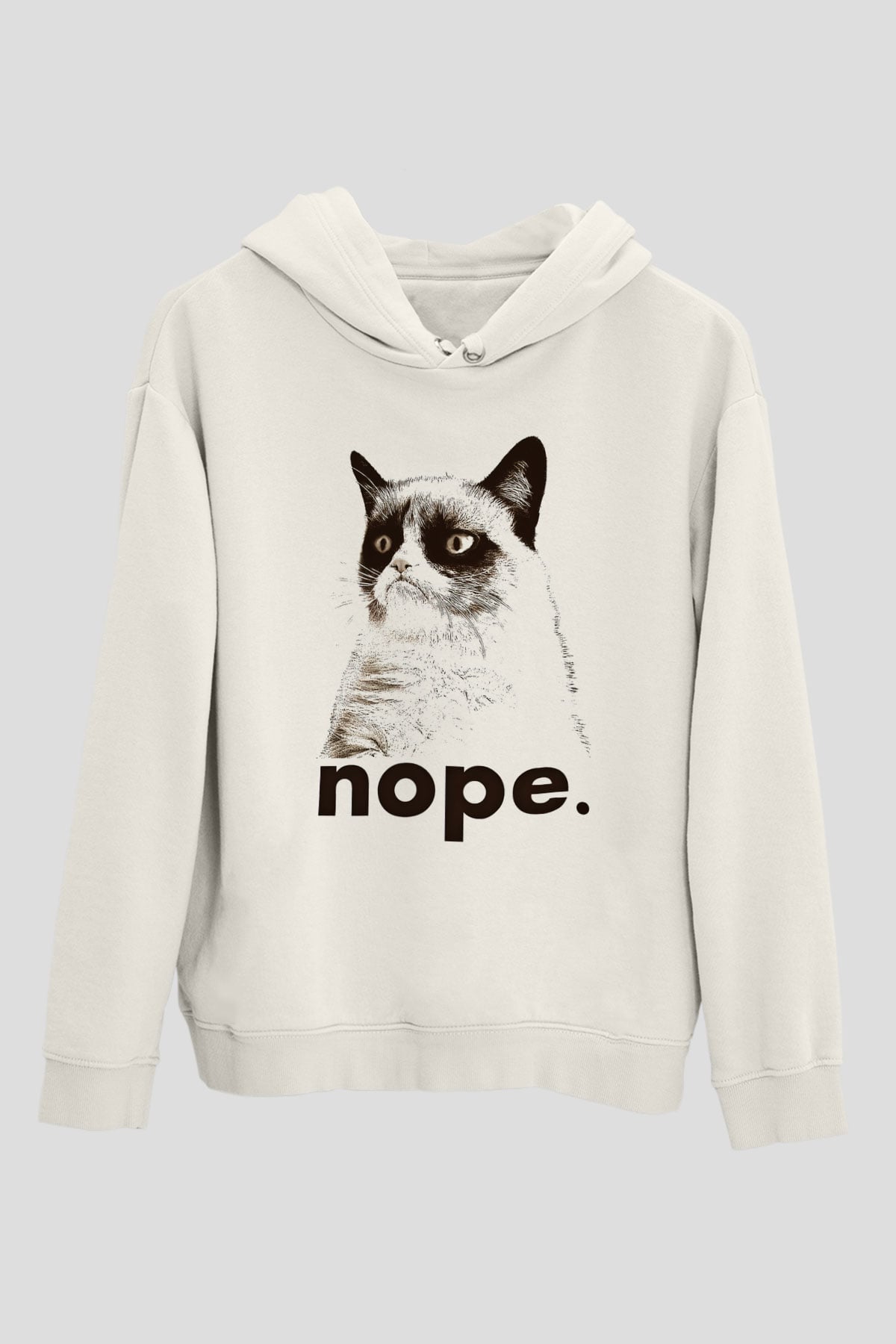 Kedi Beyaz Unisex Kapşonlu Sweatshirt