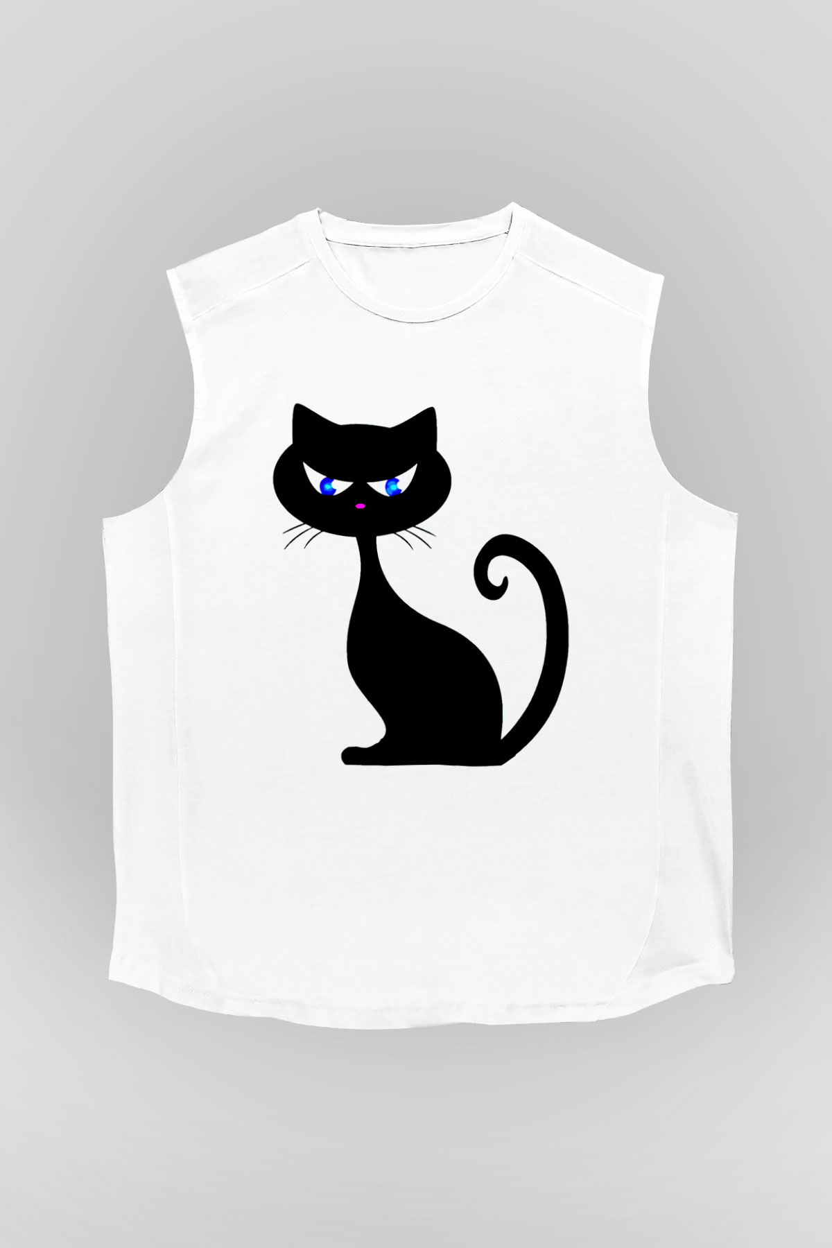 Kedi Beyaz Unisex Kolsuz Tişört