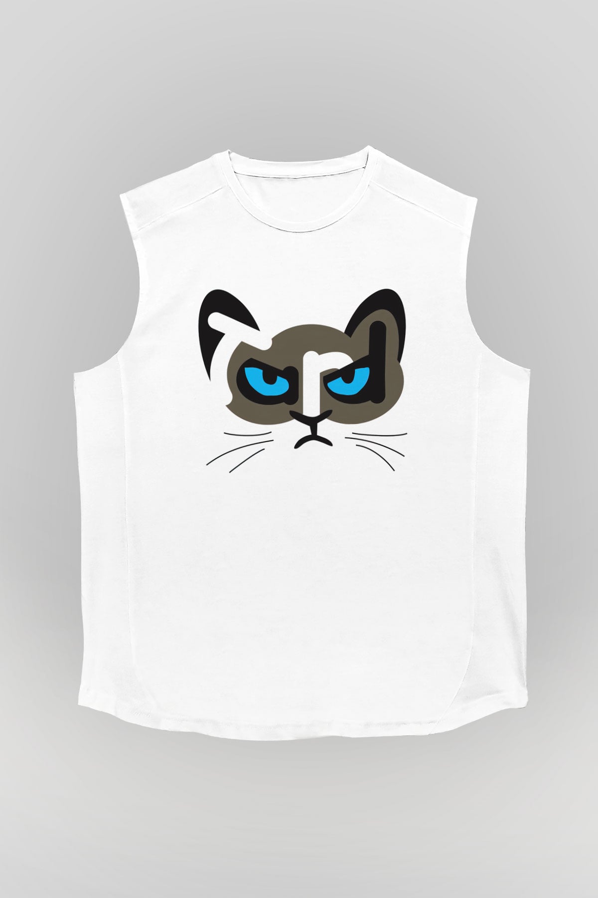Kedi Beyaz Unisex Kolsuz Tişört
