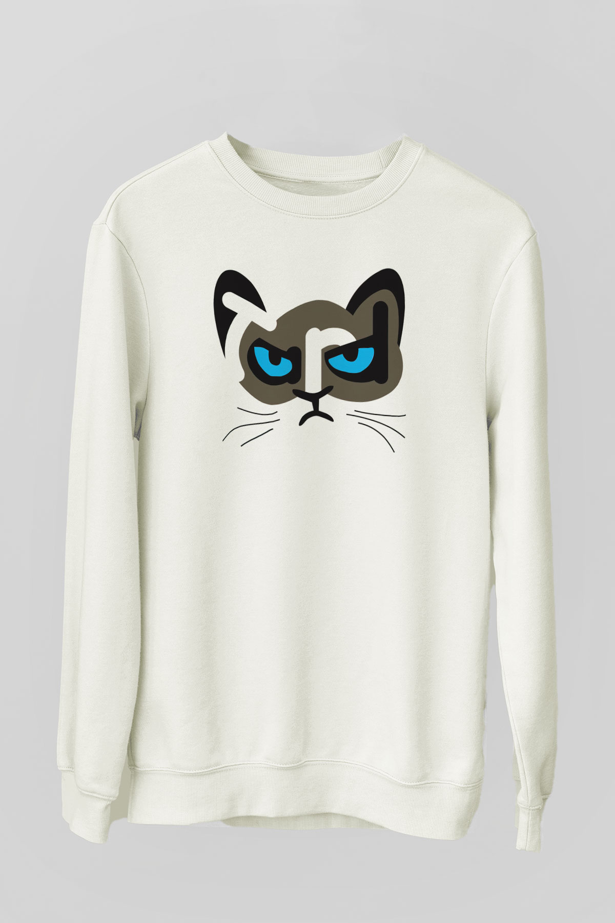 Kedi Beyaz Unisex Sweatshirt