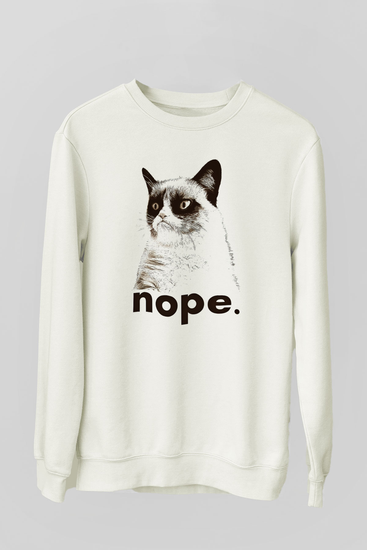 Kedi Beyaz Unisex Sweatshirt