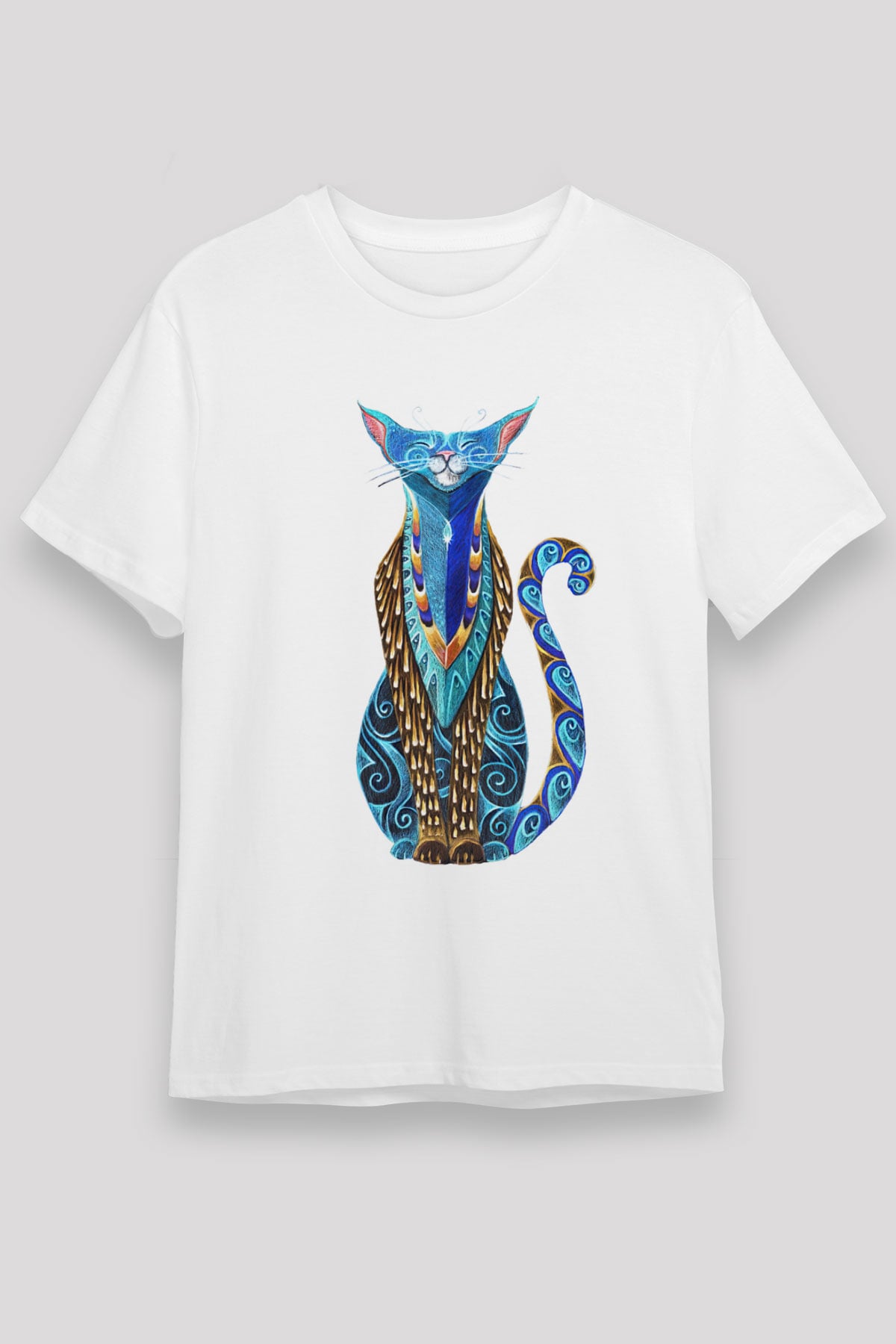 Kedi Beyaz Unisex Tişört T-Shirt - TişörtFabrikası