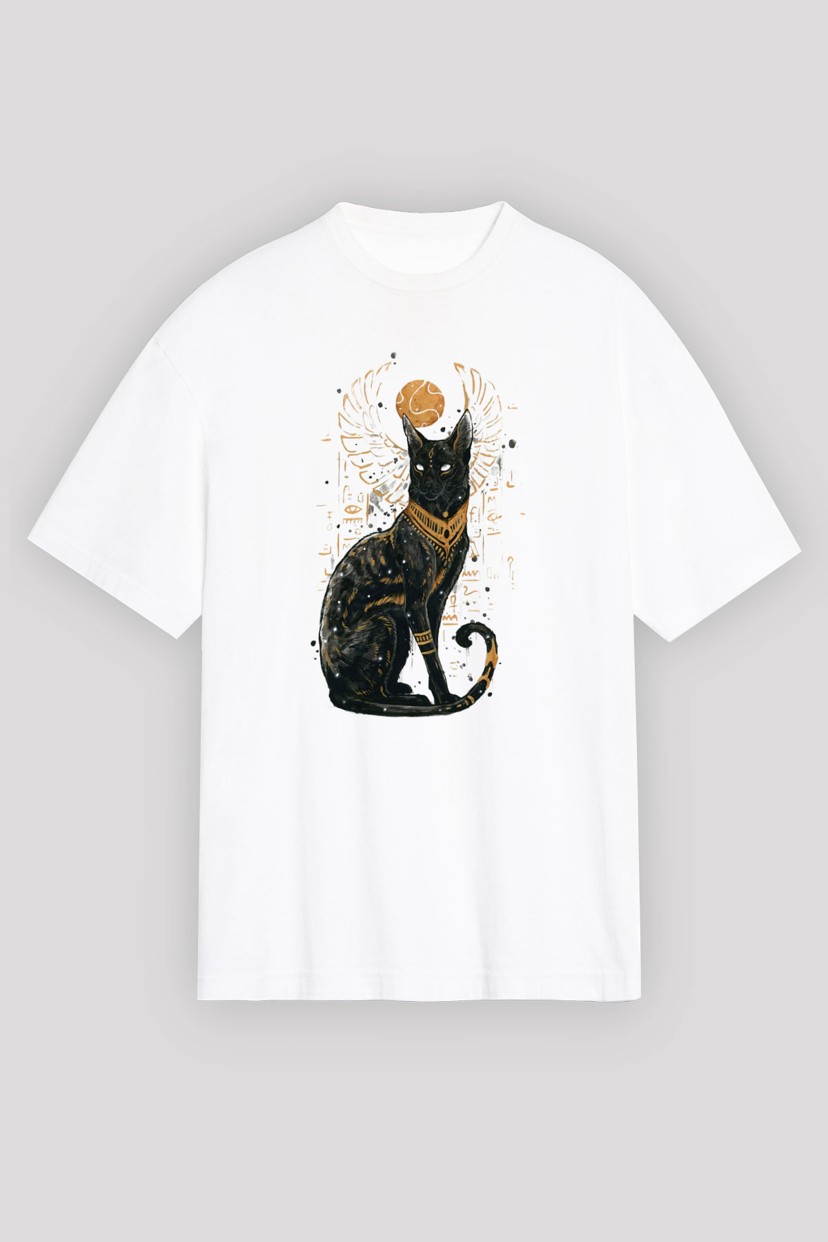 Kedi Beyaz Oversize Tişört Oversize T-shirt - TişörtFabrikası