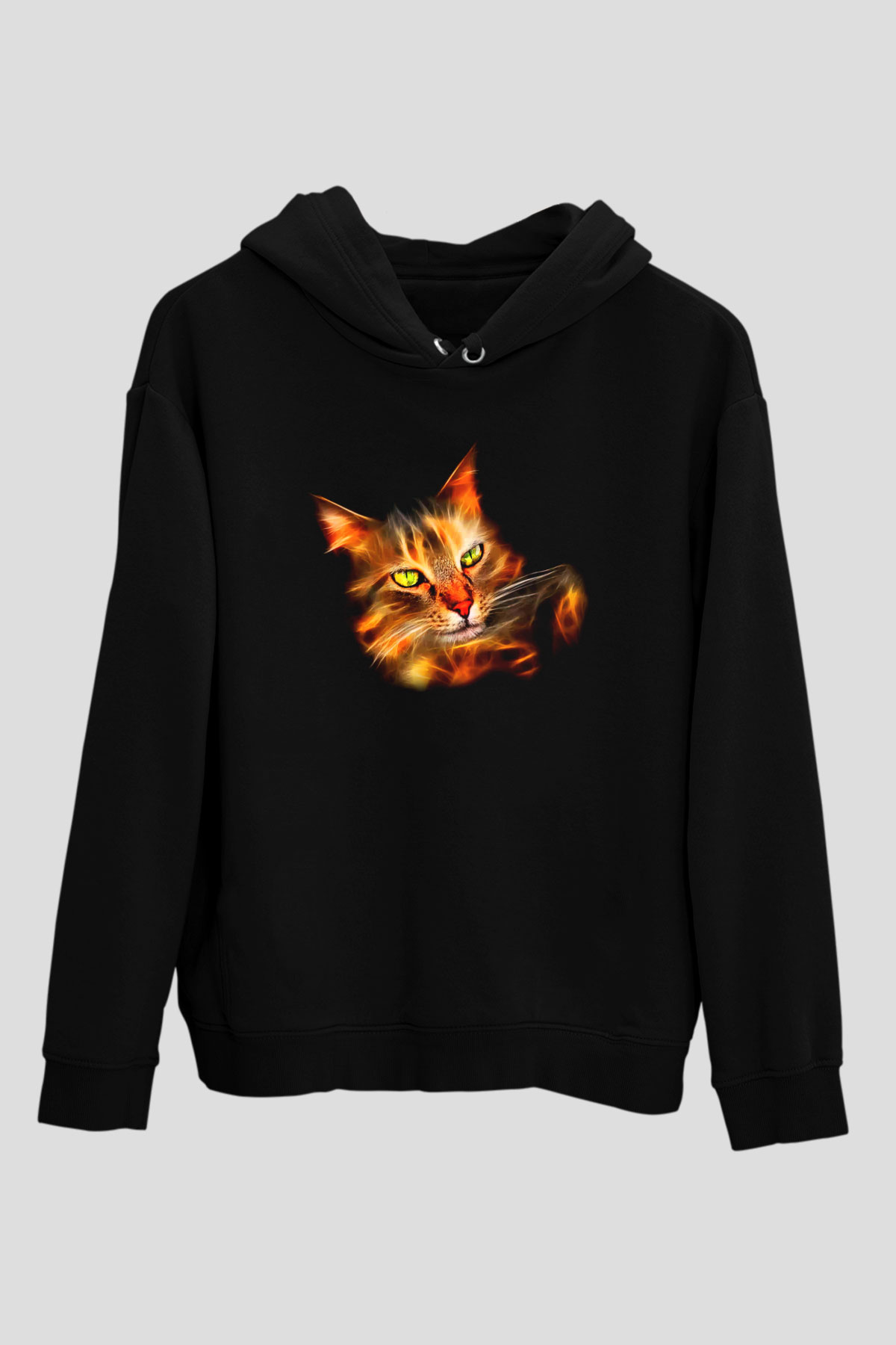 Kedi Siyah Unisex Hoodie