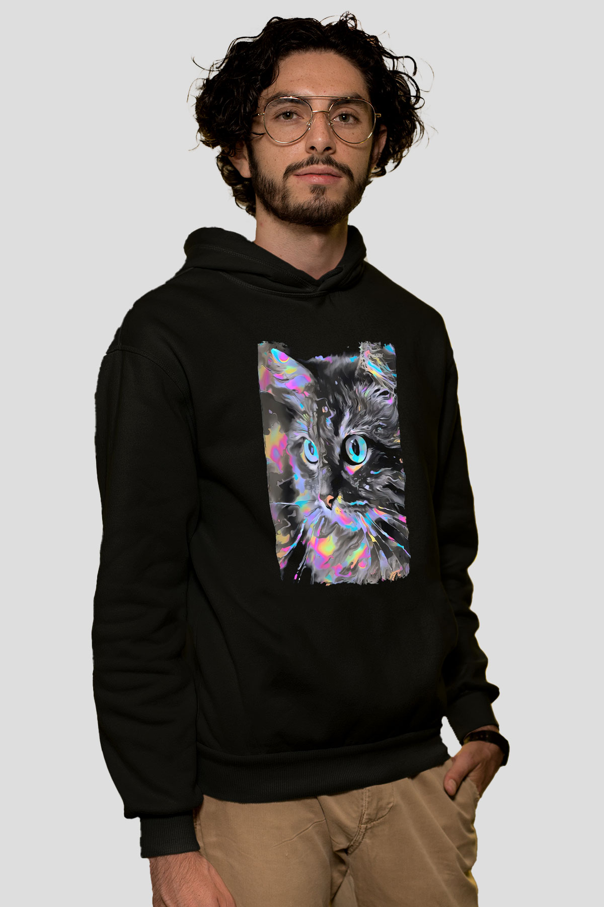 Kedi Siyah Unisex Hoodie