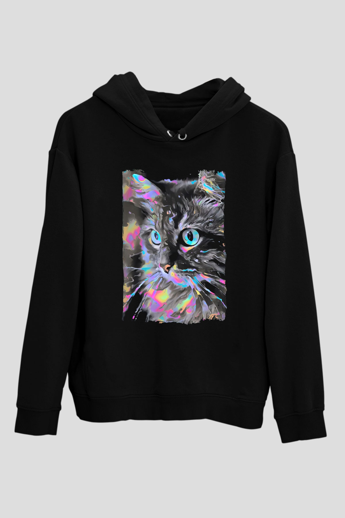 Kedi Siyah Unisex Hoodie