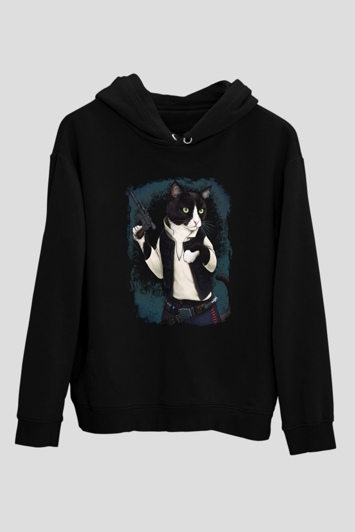Kedi Siyah Unisex Hoodie