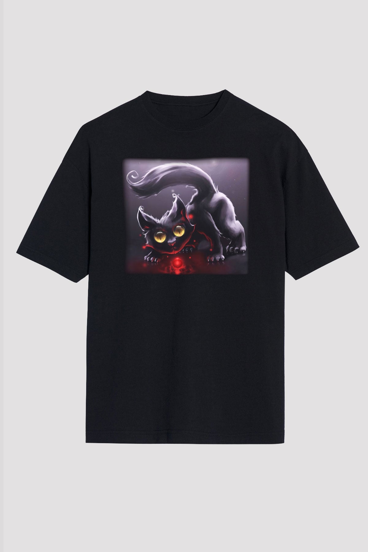 Kedi Siyah Unisex Oversize Tişört T-Shirt