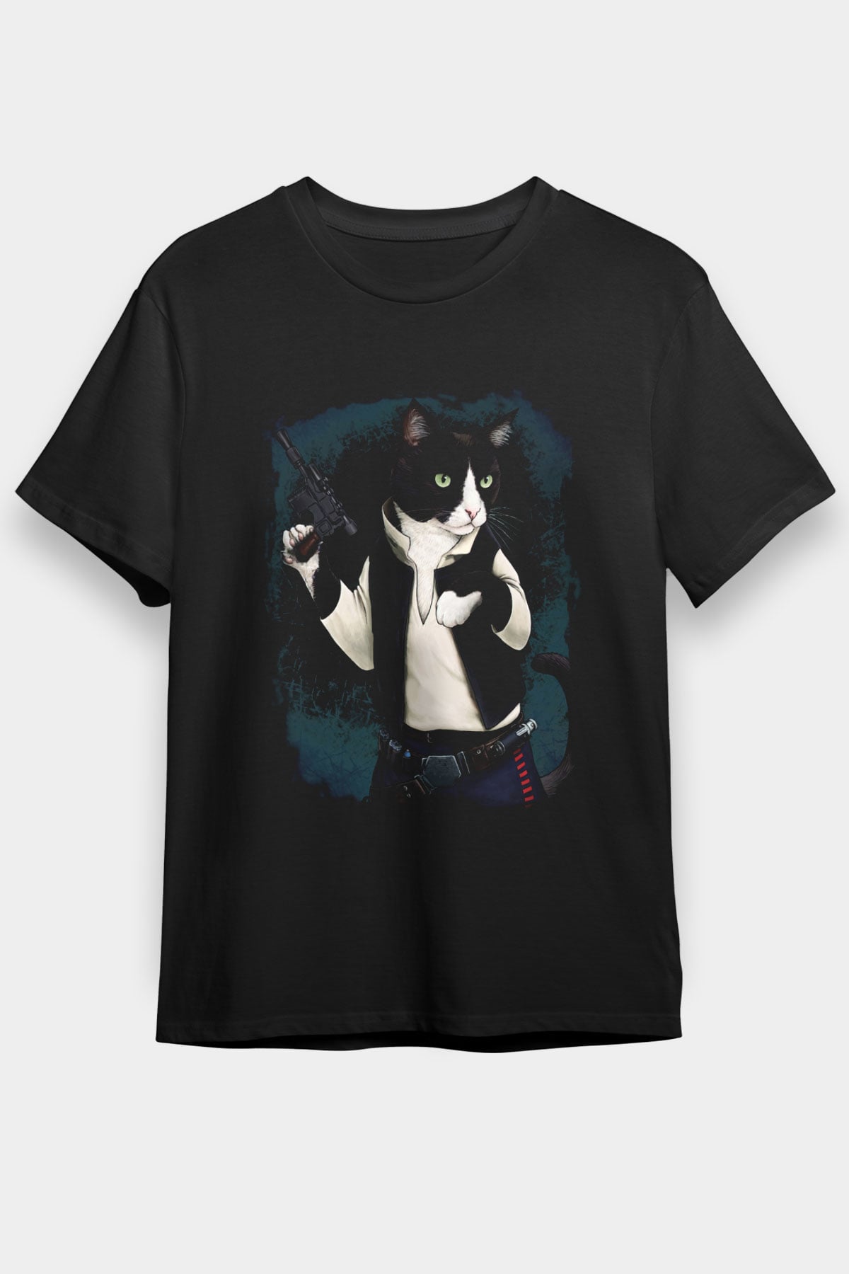 Kedi Siyah Unisex Tişört T-Shirt - TişörtFabrikası