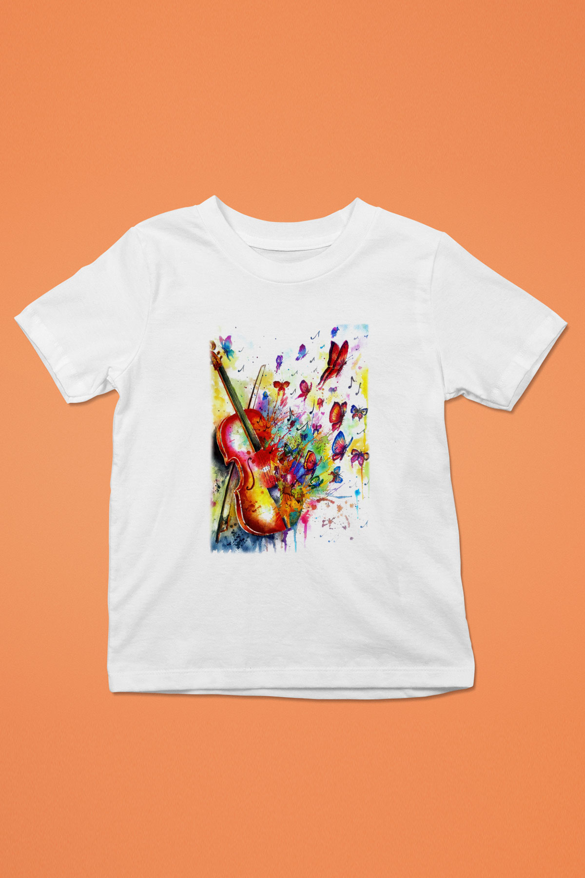 Kemancı Baskılı Beyaz Unisex Çocuk Tişört