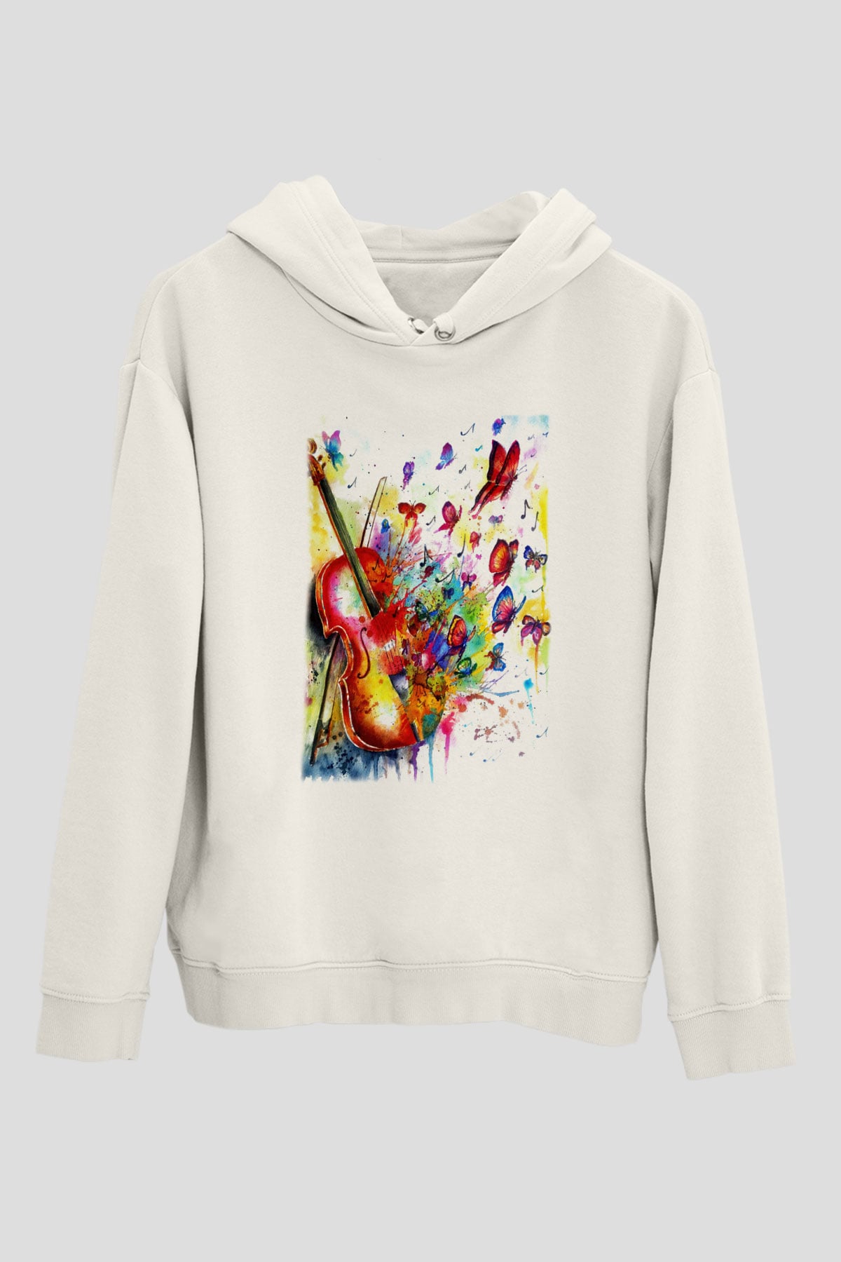 Kemancı Beyaz Unisex Hoodie