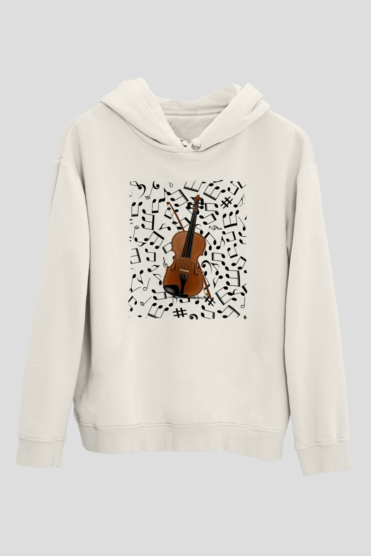 Kemancı Beyaz Unisex Kapüşonlu Sweatshirt