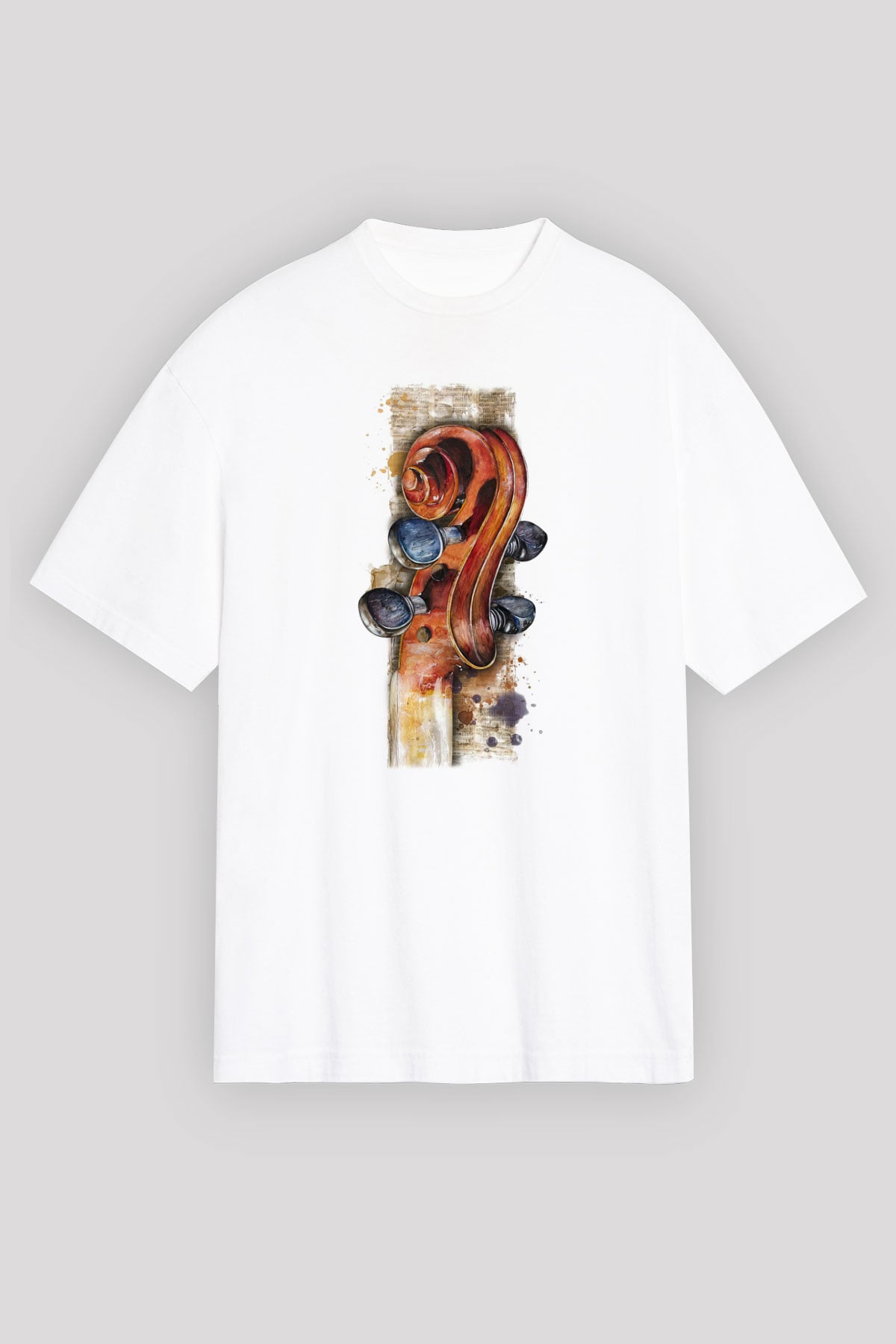 Kemancı Beyaz Unisex Oversize Tişört T-Shirt