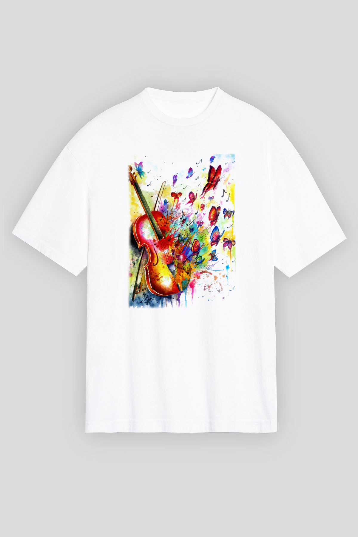 Kemancı Beyaz Unisex Oversize Tişört T-Shirt