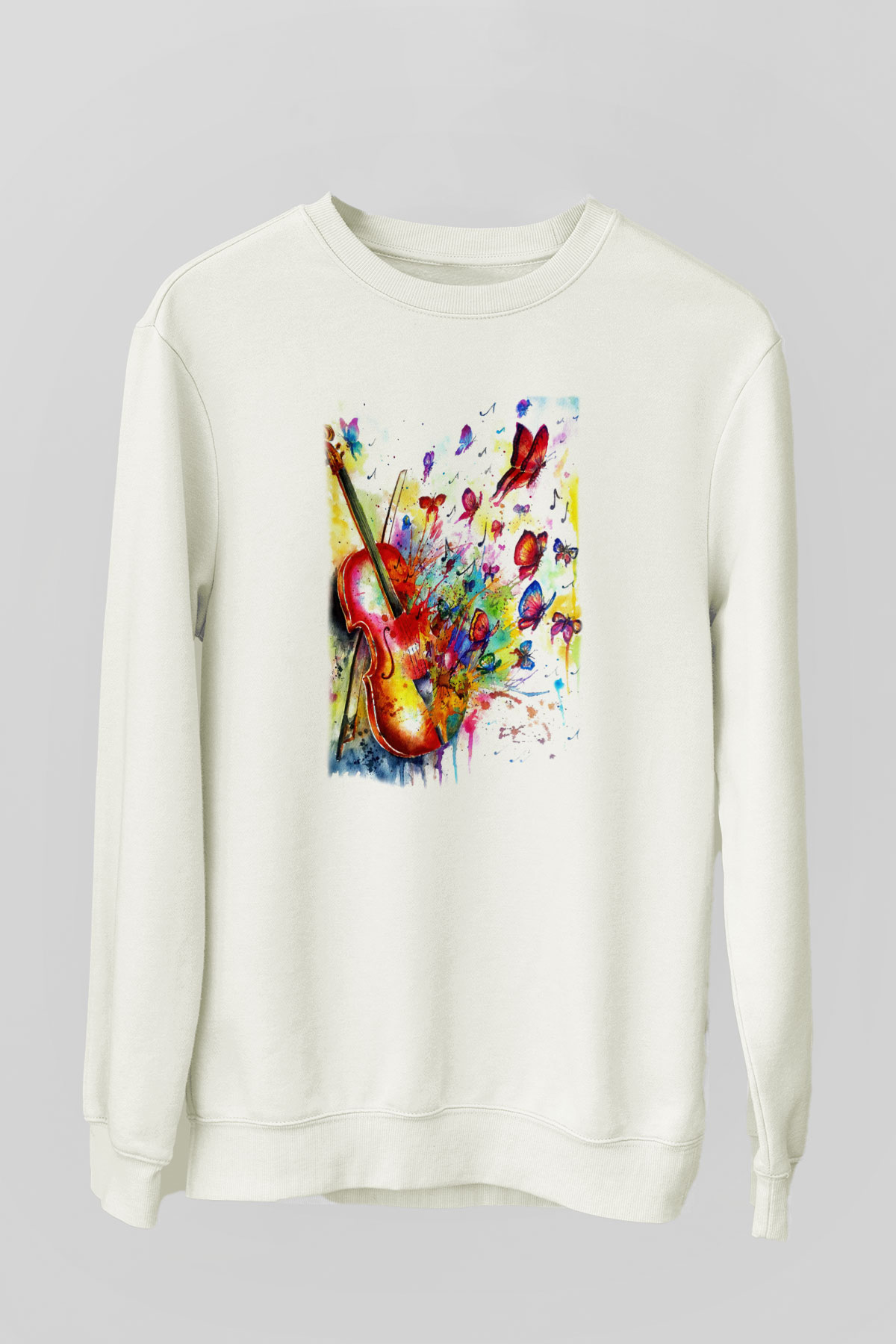 Kemancı Beyaz Unisex Sweatshirt