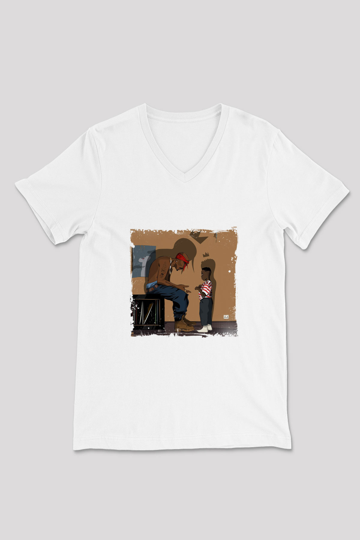 Kendrick Lamar Baskılı Beyaz V Yaka Unisex Tişört