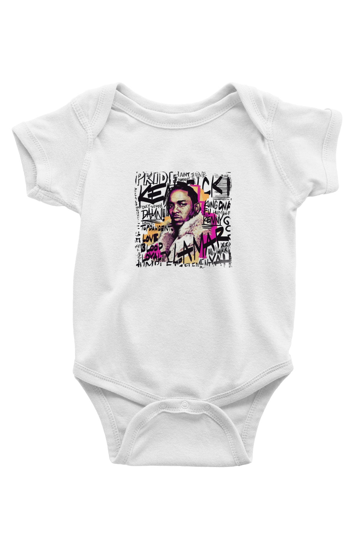 Kendrick Lamar Baskılı Unisex Beyaz Bebek Body - Zıbın