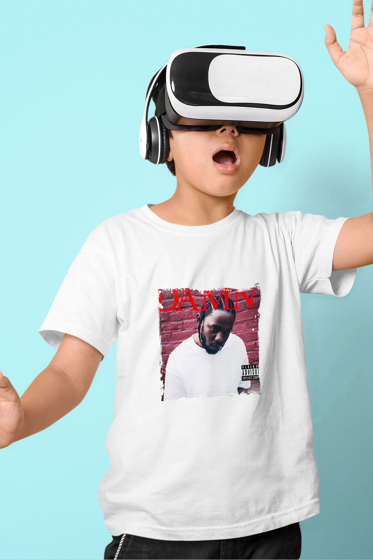 Kendrick Lamar Baskılı Unisex Beyaz Çocuk Tişört