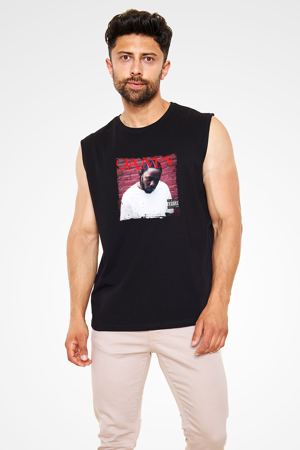 Kendrick Lamar Baskılı Unisex Siyah Kolsuz Tişört