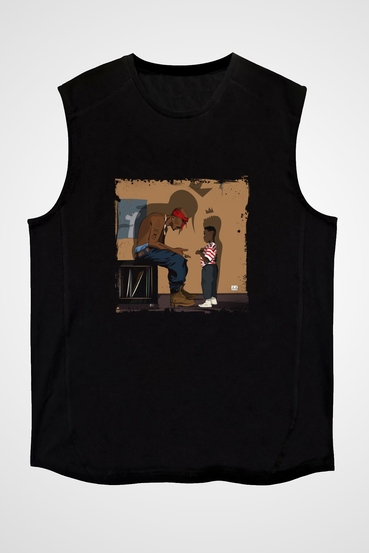 Kendrick Lamar Baskılı Unisex Siyah Kolsuz Tişört