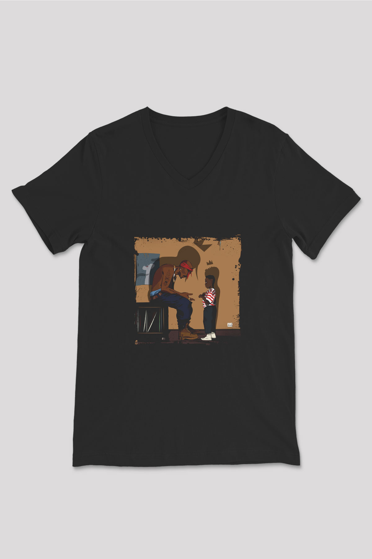 Kendrick Lamar Baskılı Unisex Siyah V Yaka Tişört