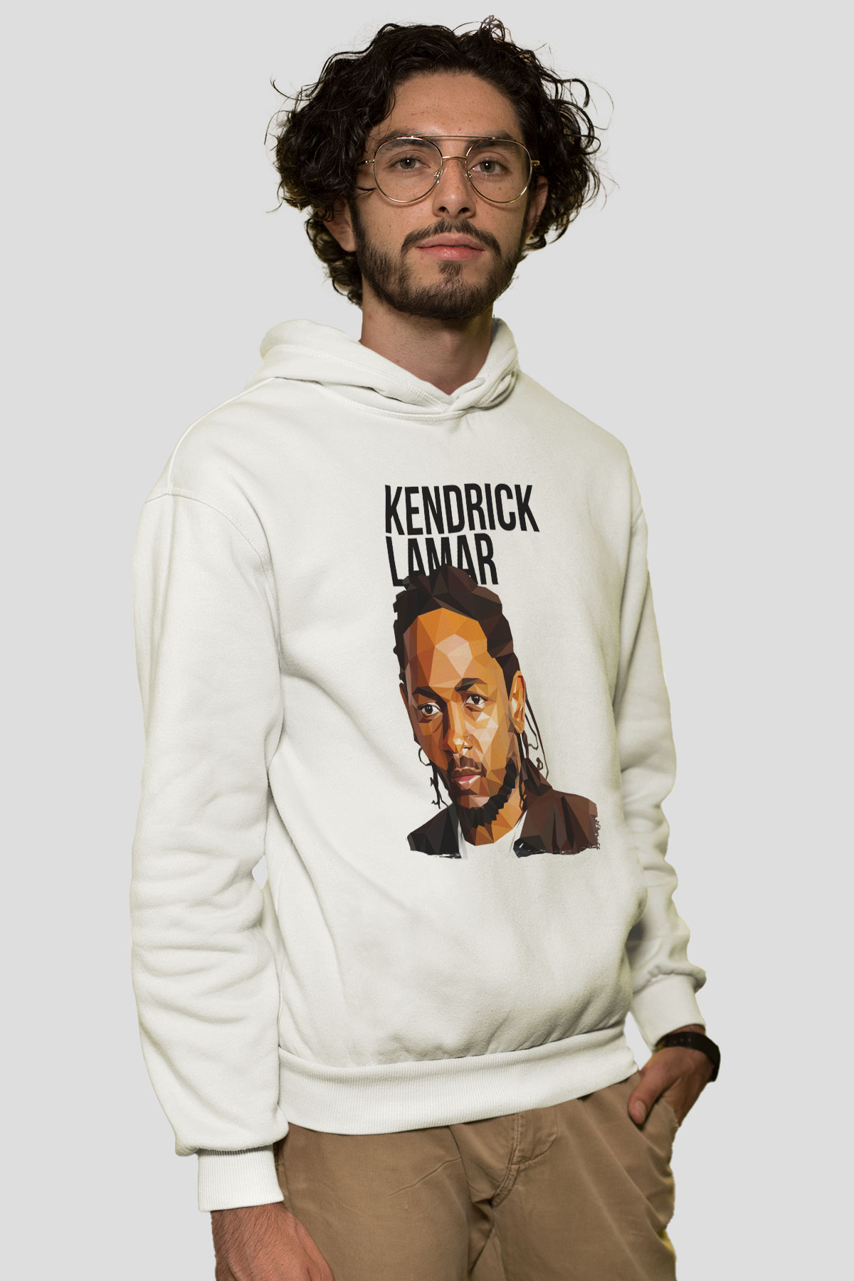 Kendrick Lamar Beyaz Unisex Kapüşonlu Sweatshirt