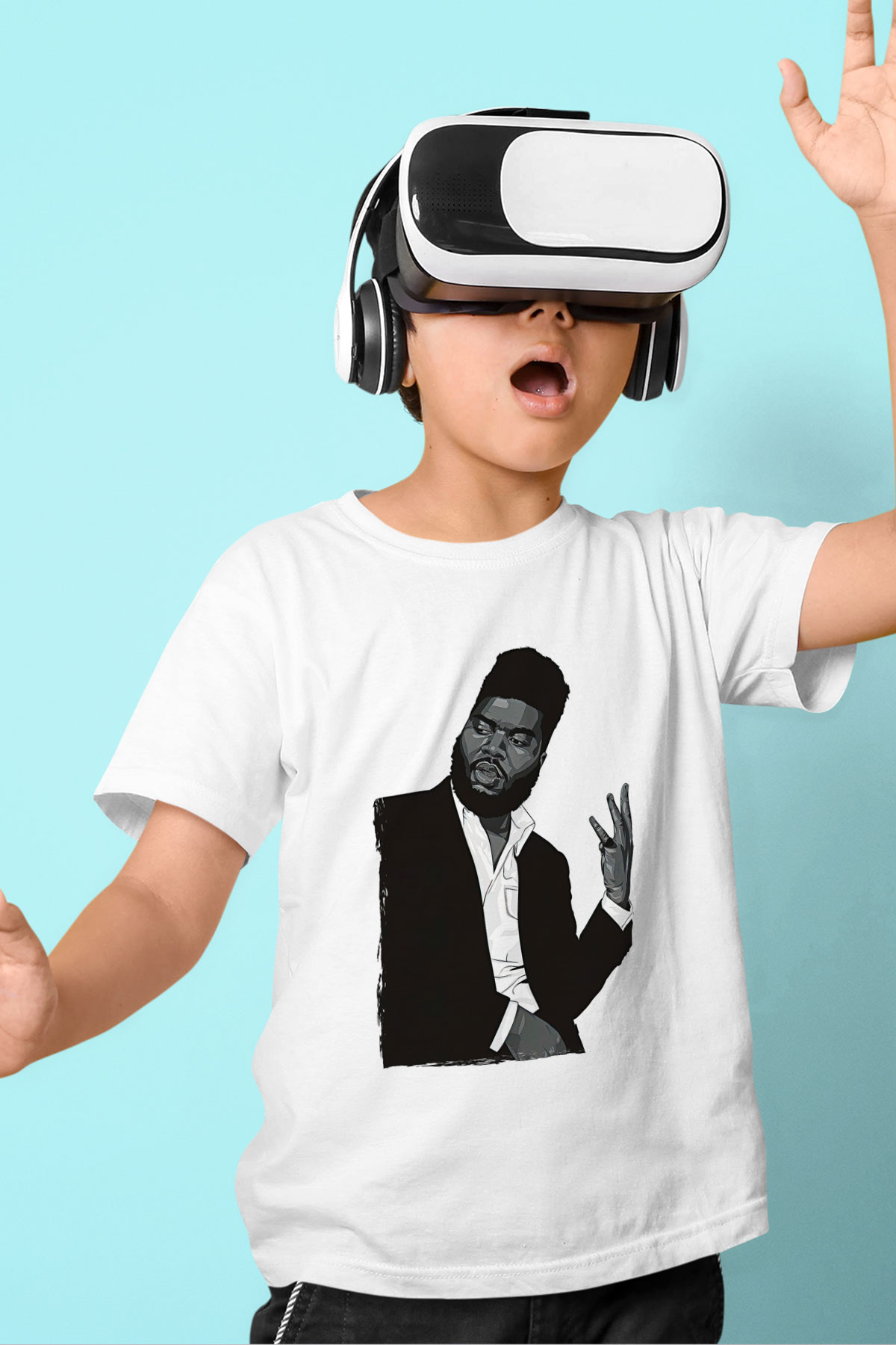 Khalid Baskılı Beyaz Unisex Beyaz Çocuk Tişört - Tshirt