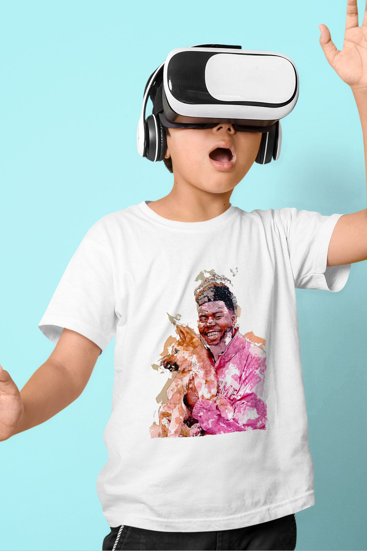 Khalid Baskılı Beyaz Unisex Beyaz Çocuk Tişört - Tshirt