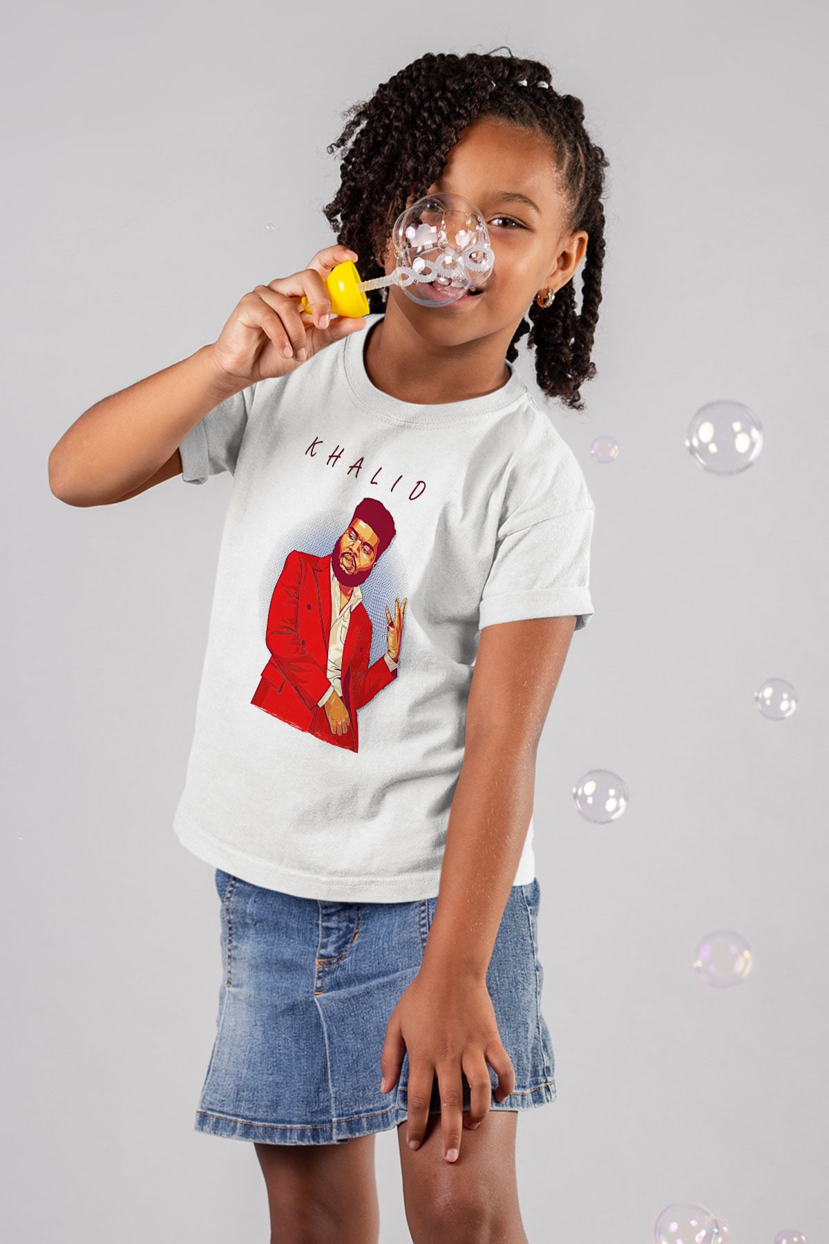 Khalid Baskılı Beyaz Unisex Beyaz Çocuk Tişört - Tshirt