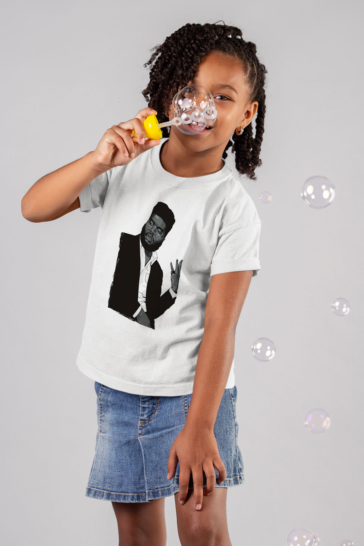 Khalid Baskılı Beyaz Unisex Beyaz Çocuk Tişört - Tshirt