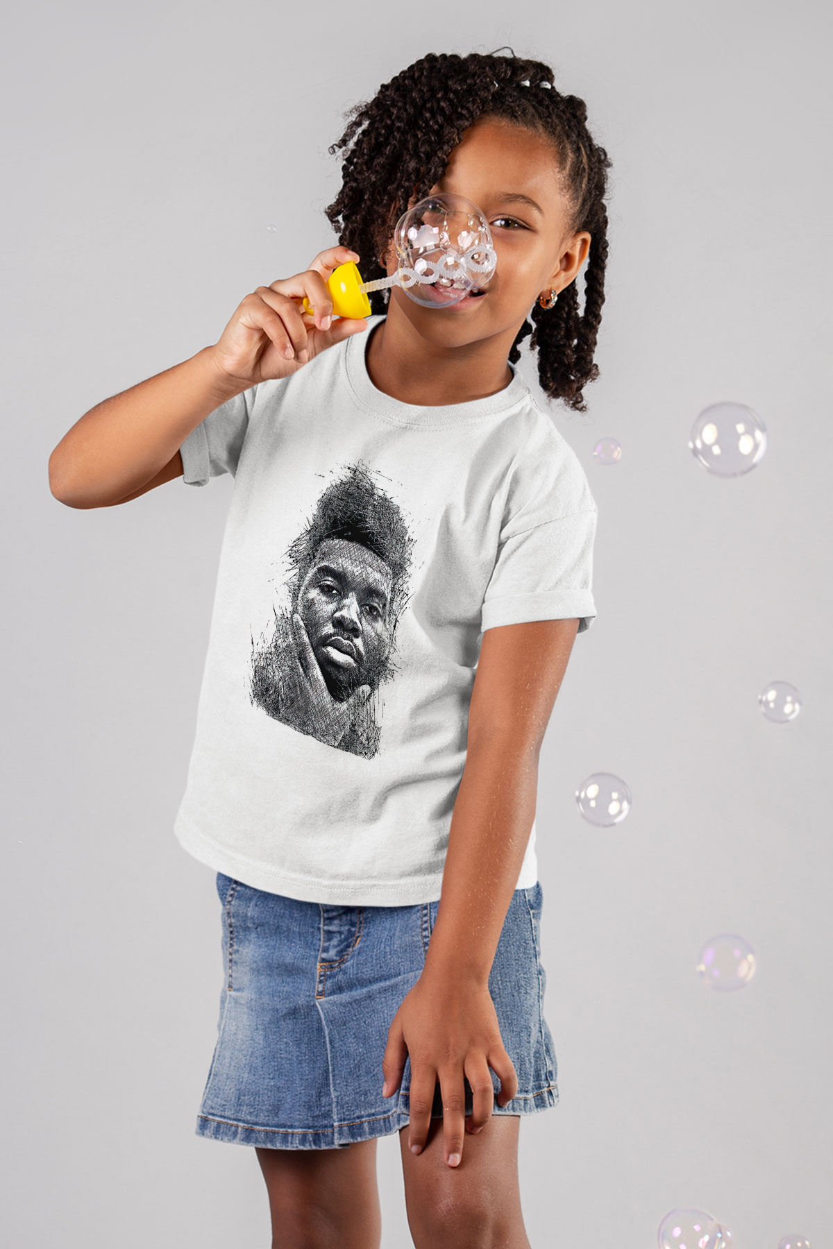 Khalid Baskılı Beyaz Unisex Beyaz Çocuk Tişört - Tshirt