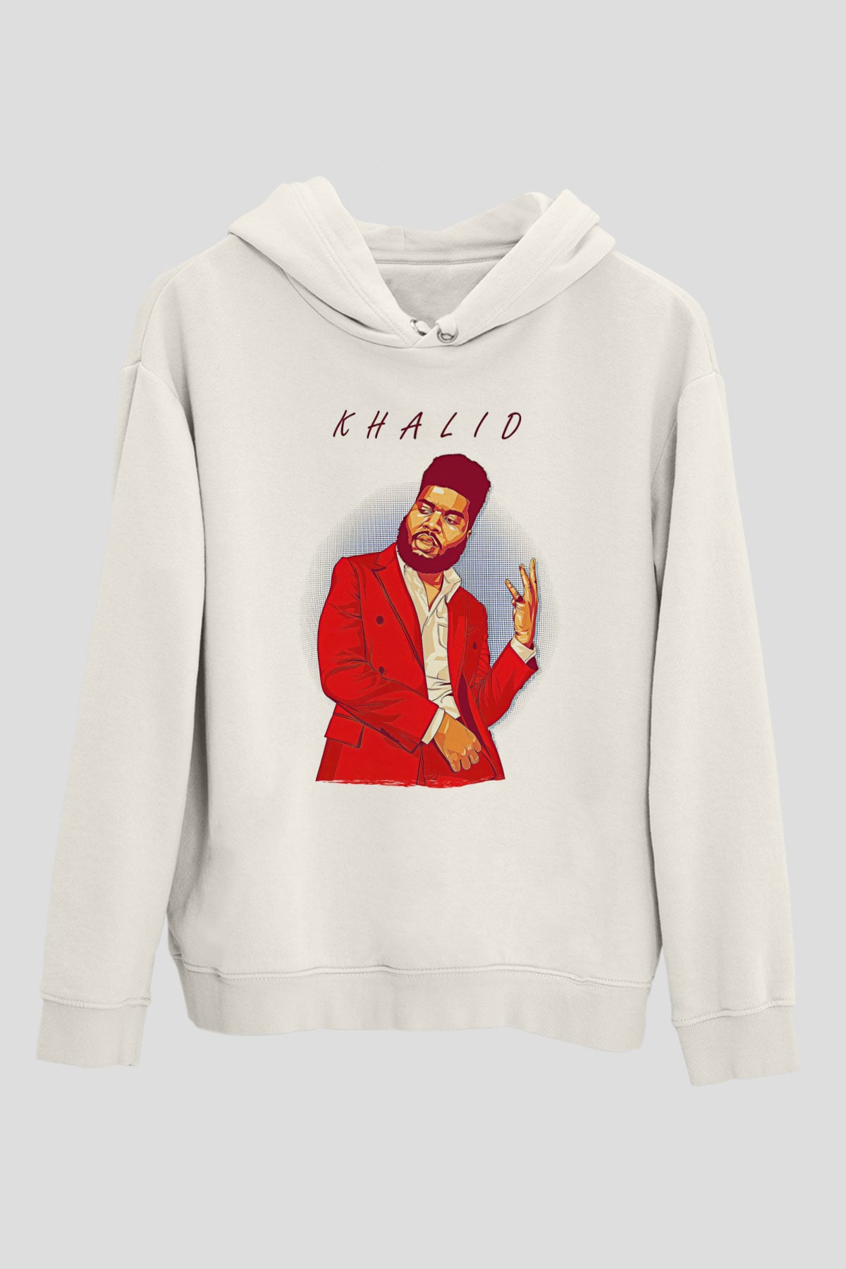 Khalid Baskılı Beyaz Unisex Kapüşonlu Sweatshirt