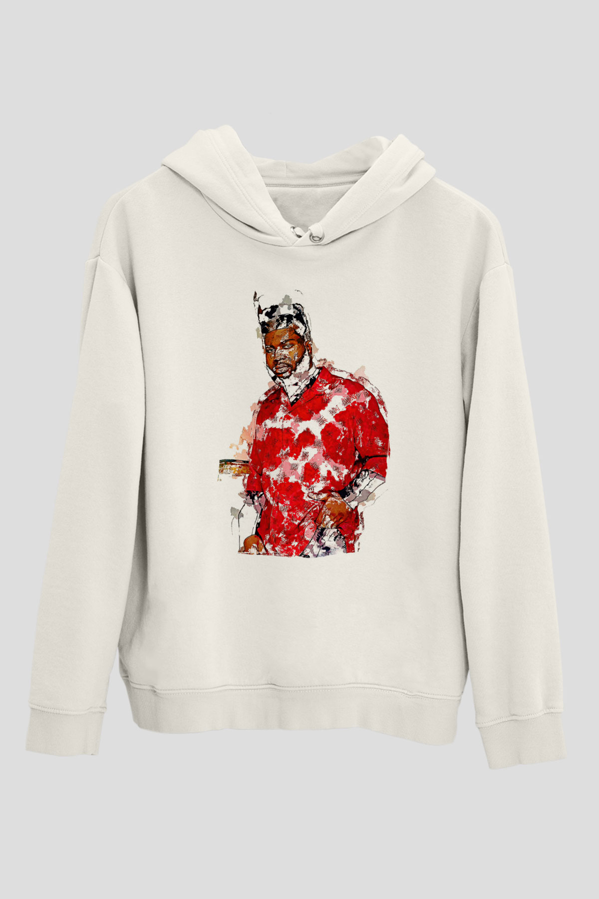 Khalid Baskılı Beyaz Unisex Kapüşonlu Sweatshirt