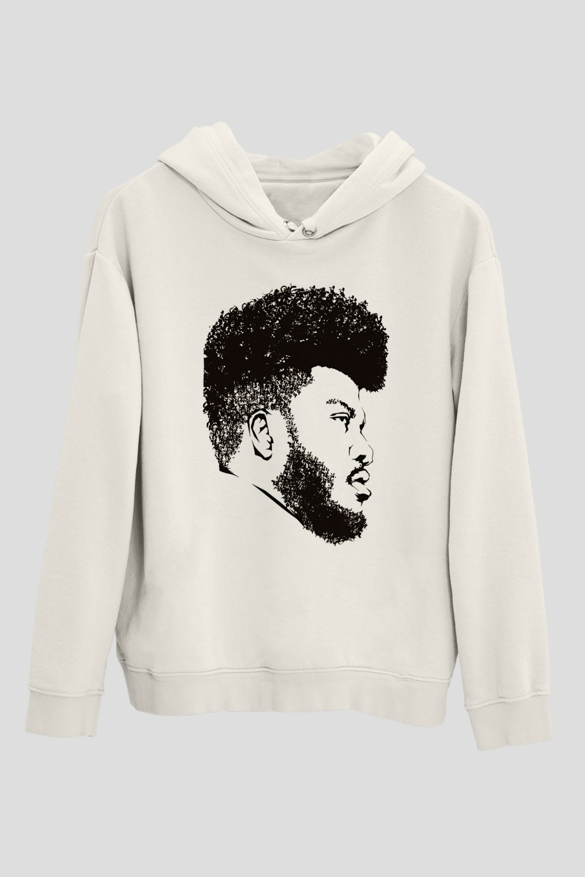 Khalid Baskılı Beyaz Unisex Kapüşonlu Sweatshirt