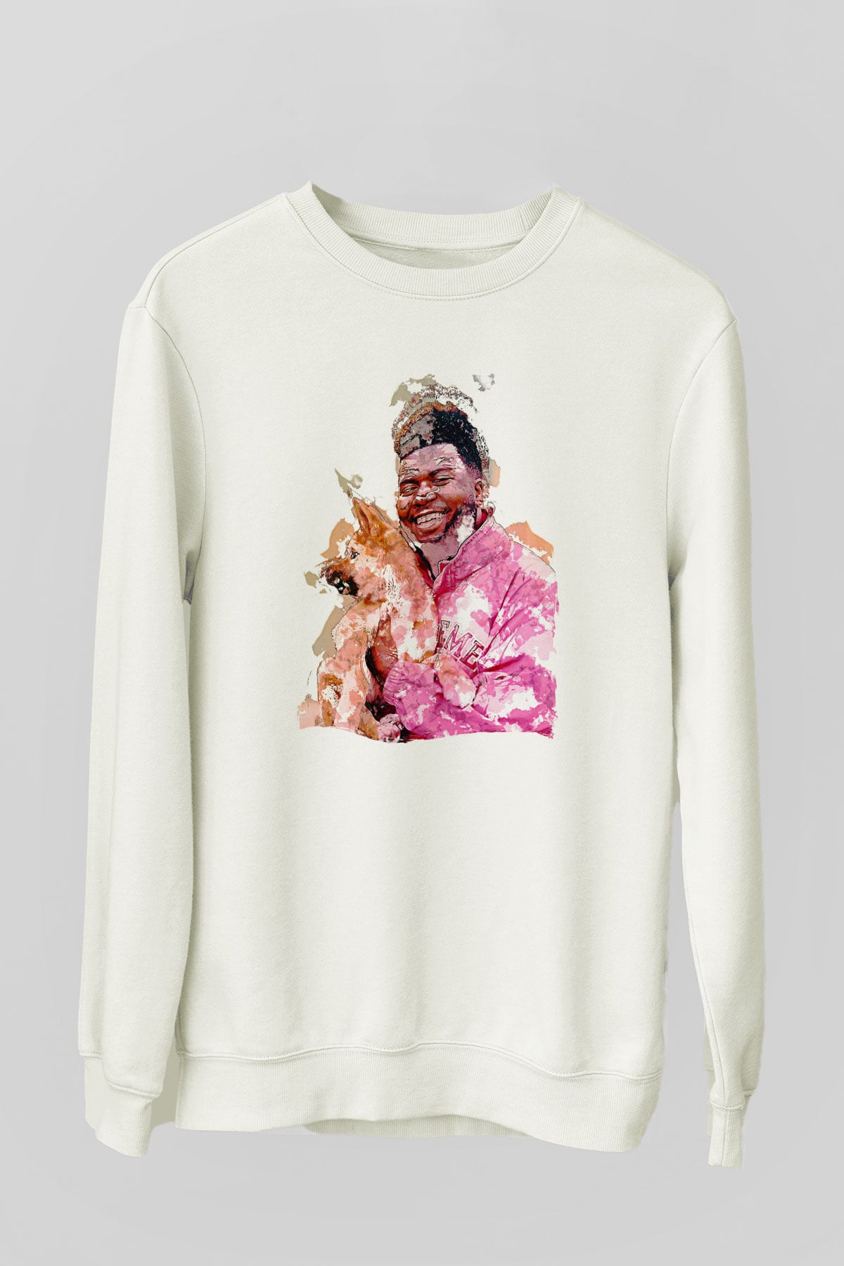 Khalid Baskılı Beyaz Unisex Sweatshirt