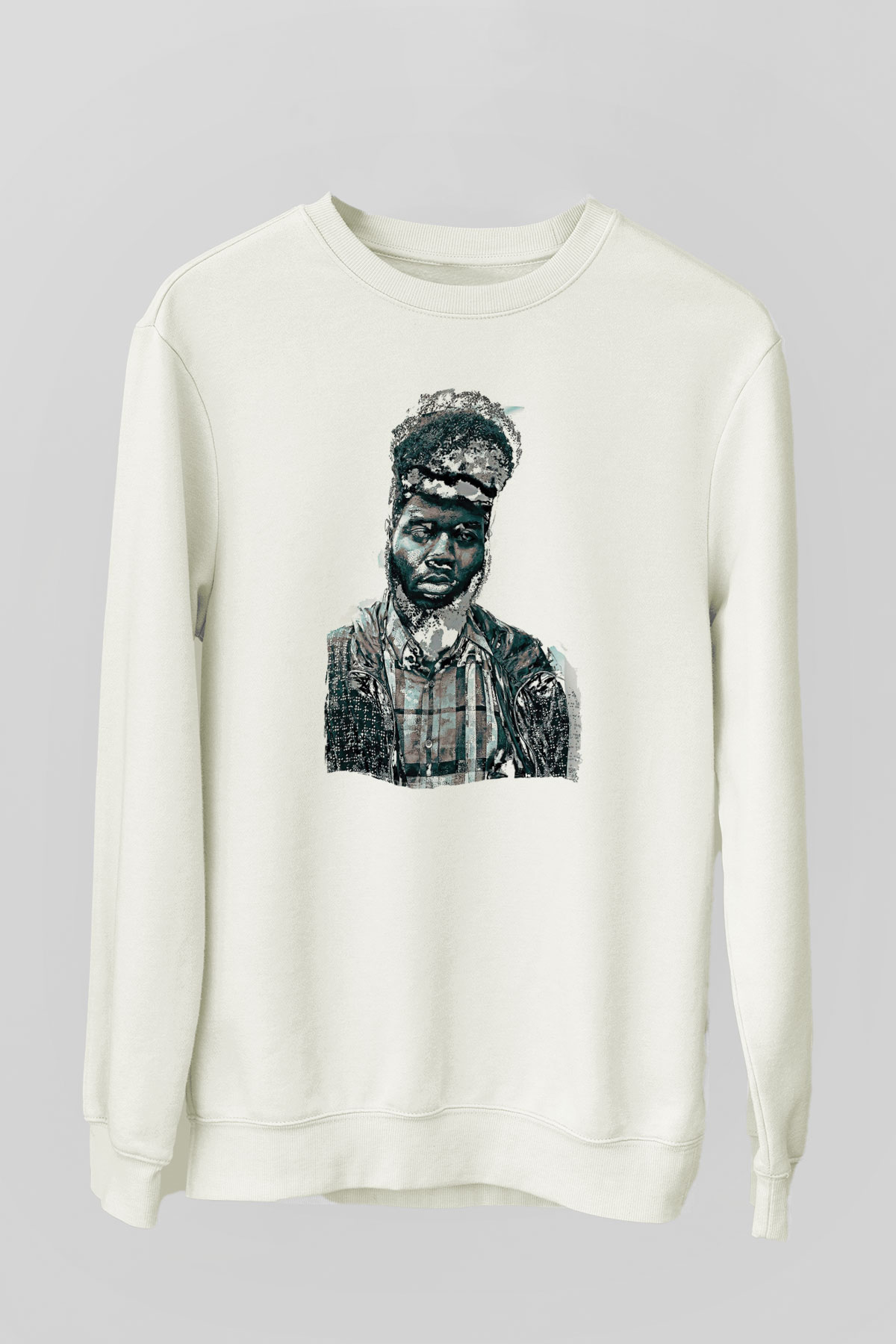 Khalid Baskılı Beyaz Unisex Sweatshirt