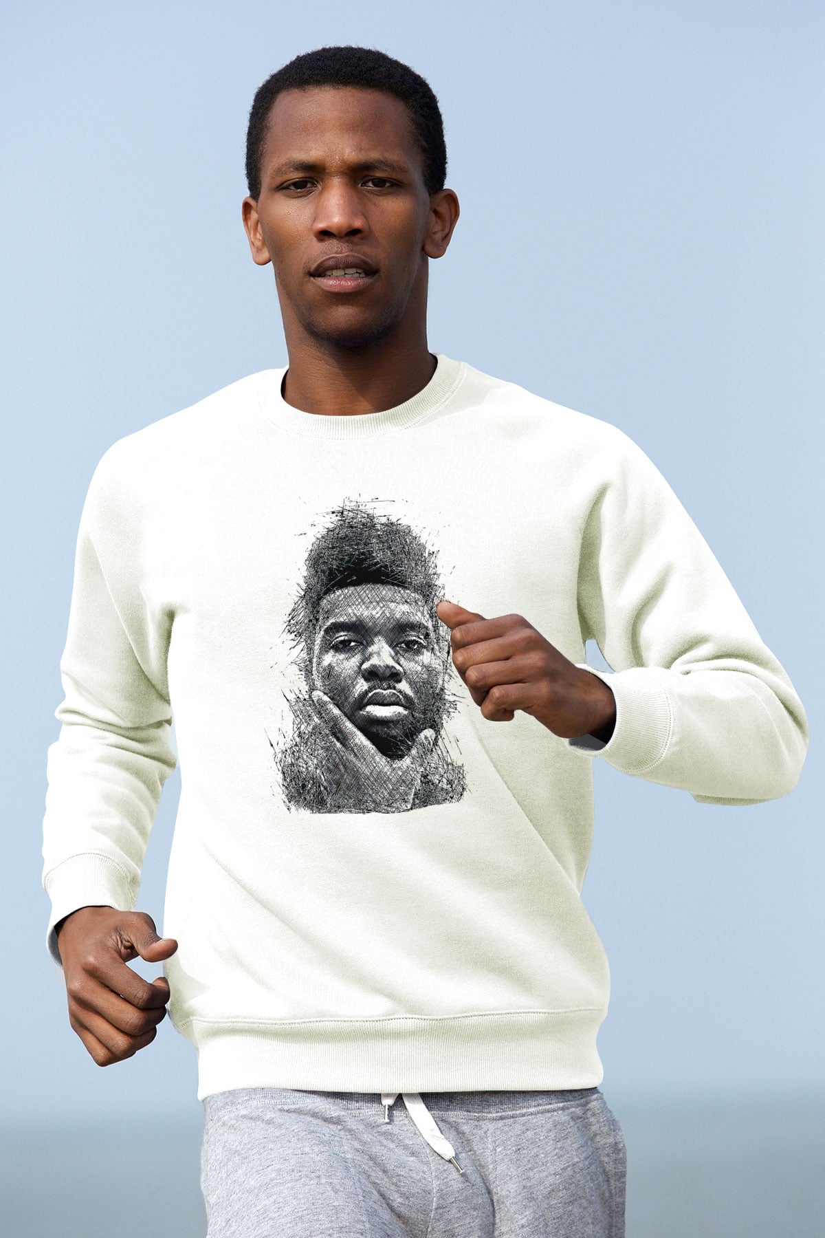 Khalid Baskılı Beyaz Unisex Sweatshirt