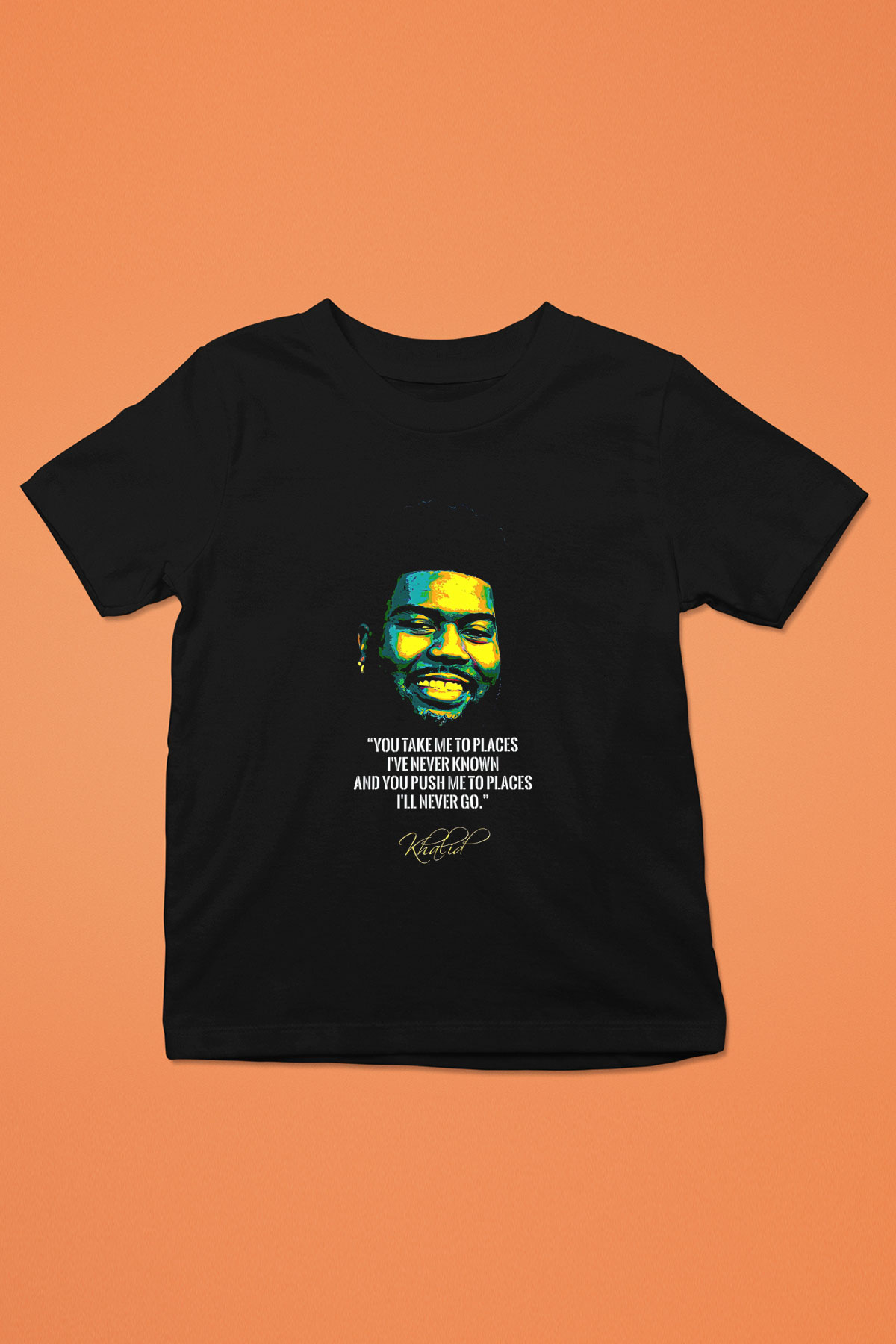 Khalid Baskılı Unisex Siyah Çocuk Tişört - Tshirt