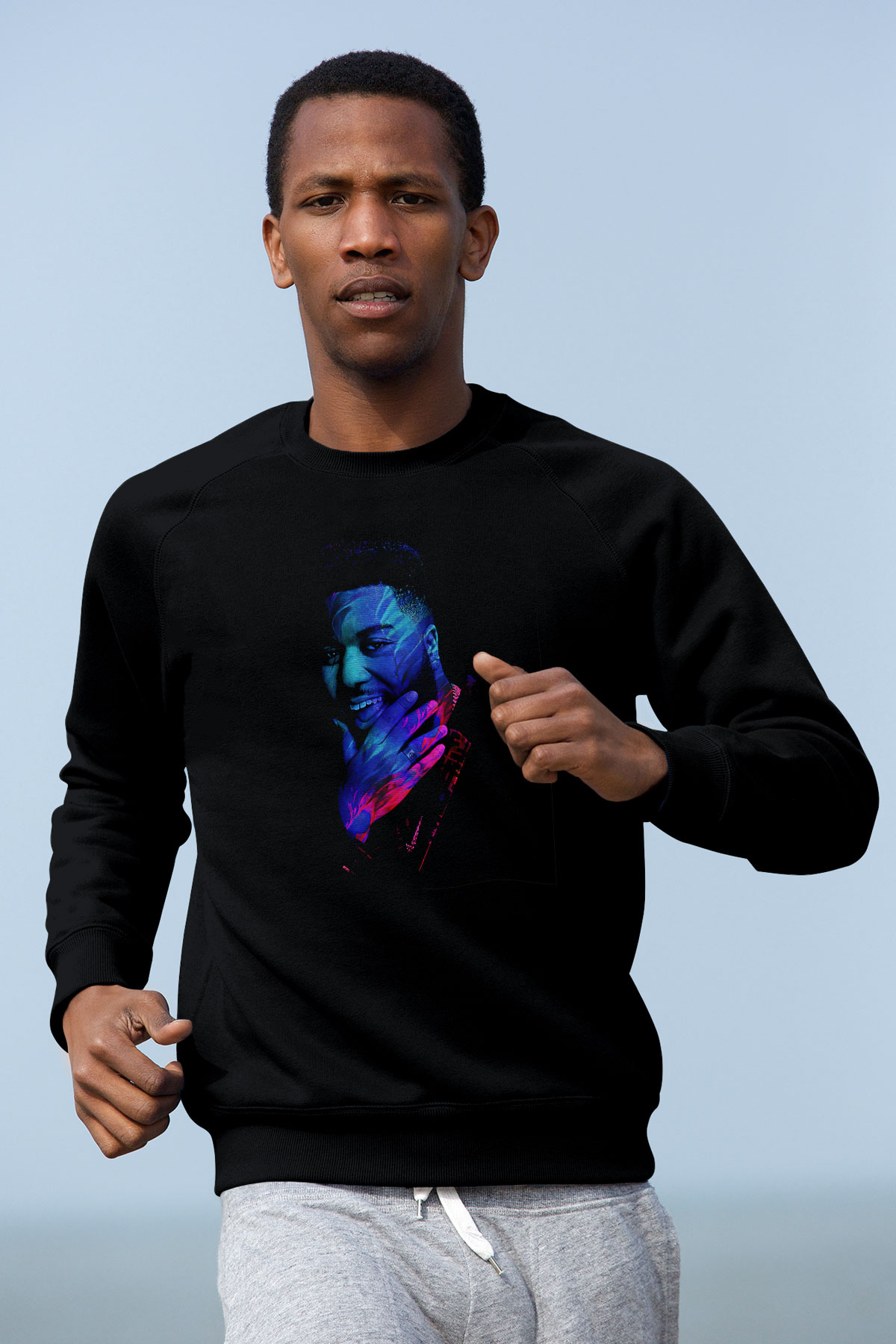 Khalid Baskılı Unisex Siyah Sweatshirt