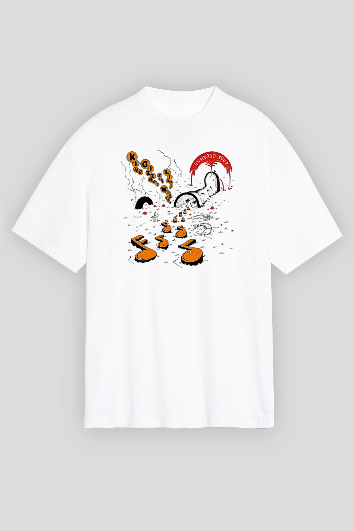 Khruanybin Baskılı Beyaz Unisex Oversize Tişört - Tshirt